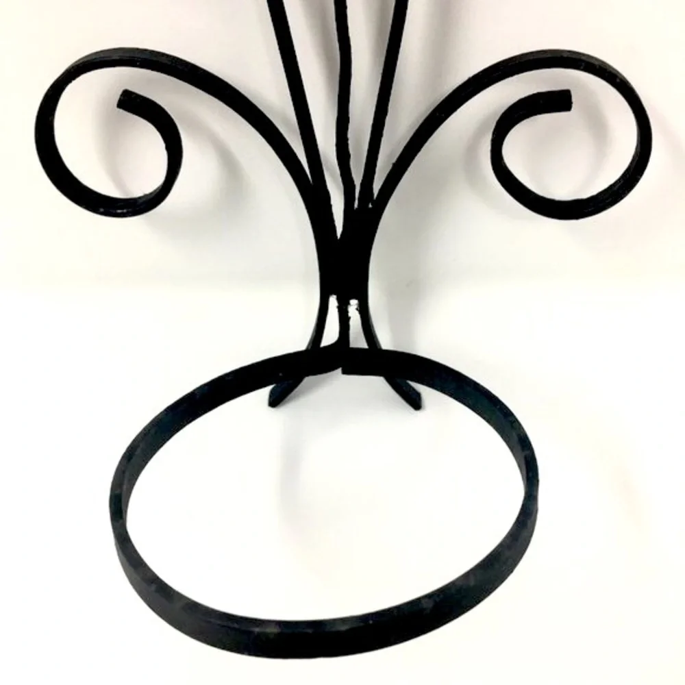 Vintage Black Wrought Iron Fleur De Lis Decorative Wall Mount Flower Pot Holder